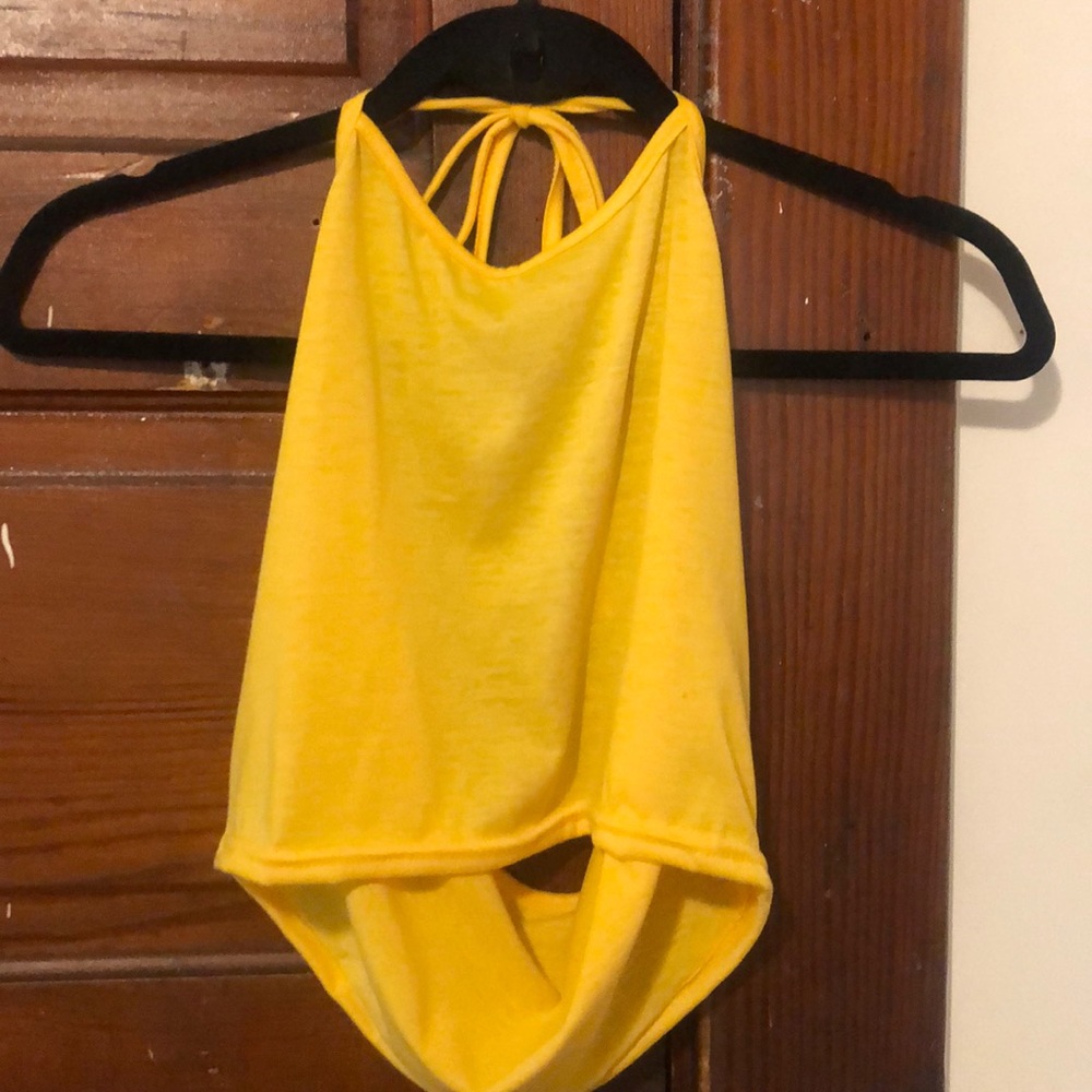 Yellow halter crop top